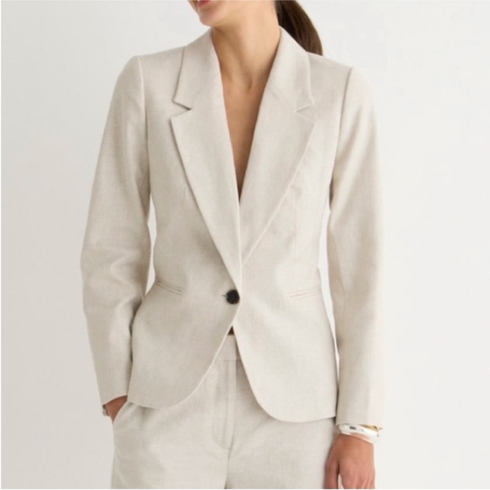 J. Crew Parke Blazer - Light Natural Linen-Blend Single-Button